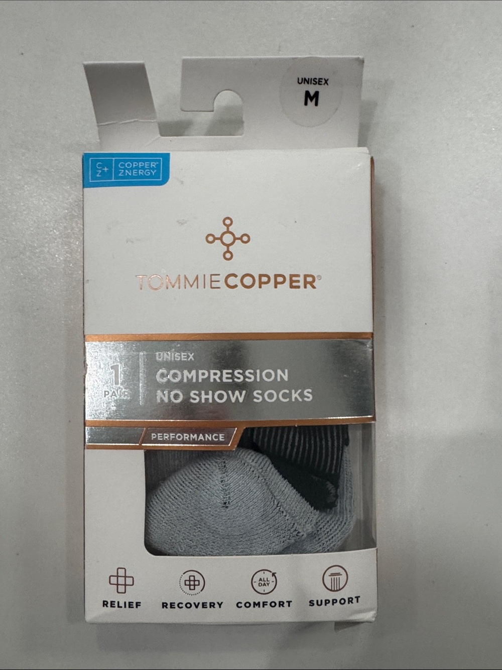 Unisex Gray Compression No-Show Socks - M
